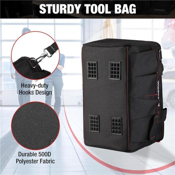 14-inch Tool Bag, Multi-pocket Tool Organizer with Adjustable Shoulder - Picture 4 of 8